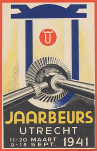 716374 Visitekaartje, met op de achterzijde de jaarkalender 1938 van de Jaarbeurs Utrecht, [Vredenburg].